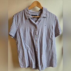 Tommy Hilfiger Blue and White Striped Casual Shirt